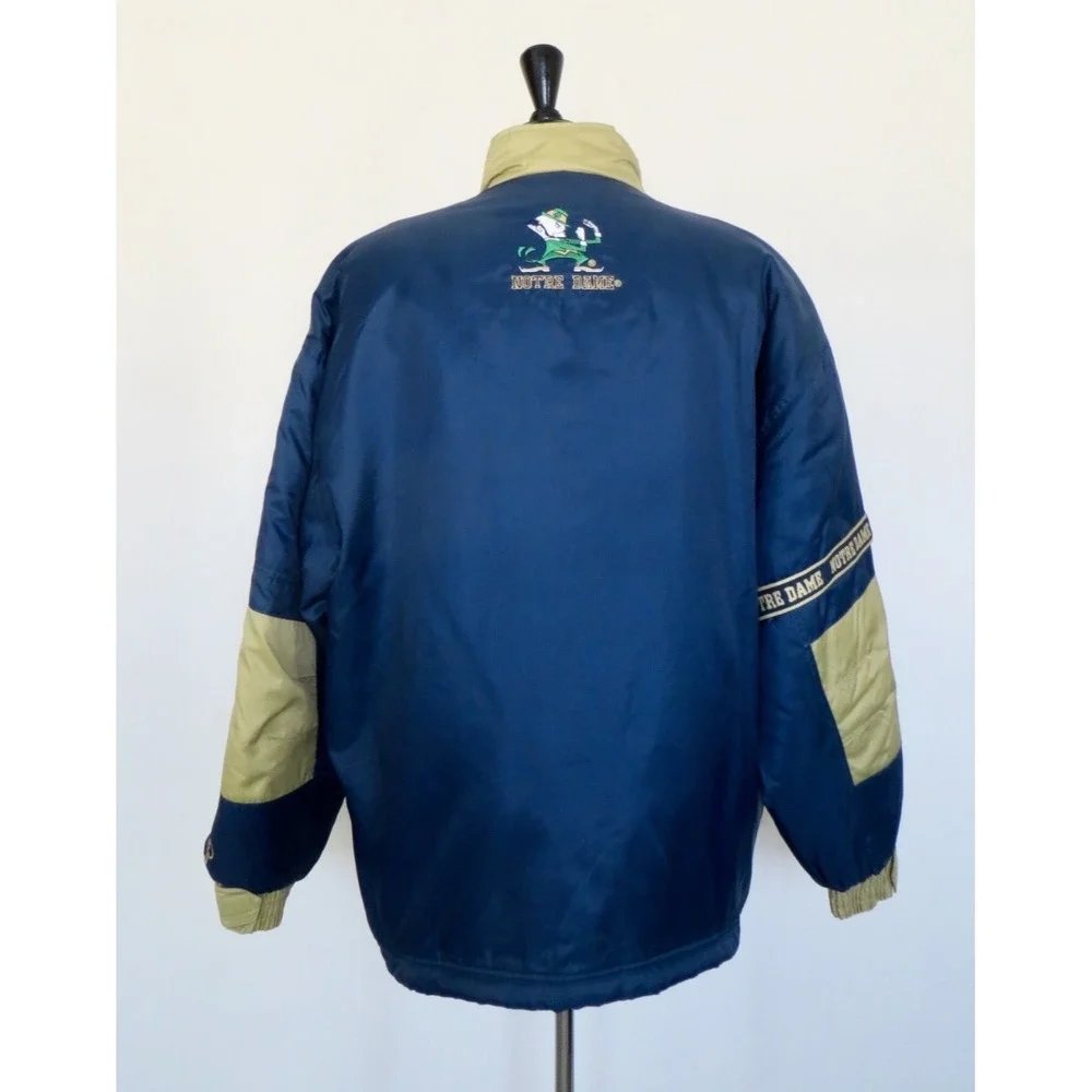 Vintage Notre Dame Pro Player Puffer Jacket Coat Fighting Irish 90s Blue SZ L